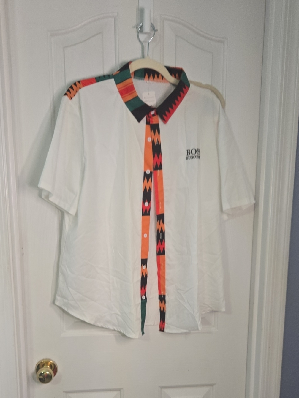 Vintage: Hugo Boss White Shirt with Black Embroidered Logo